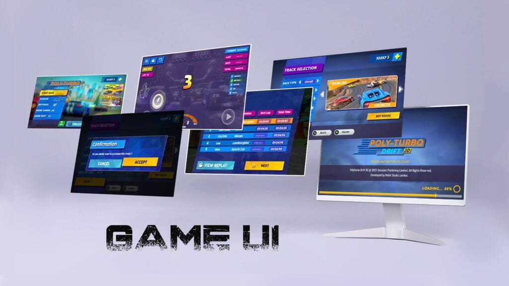 Poly Turbo Drift Racing Game UI-UX