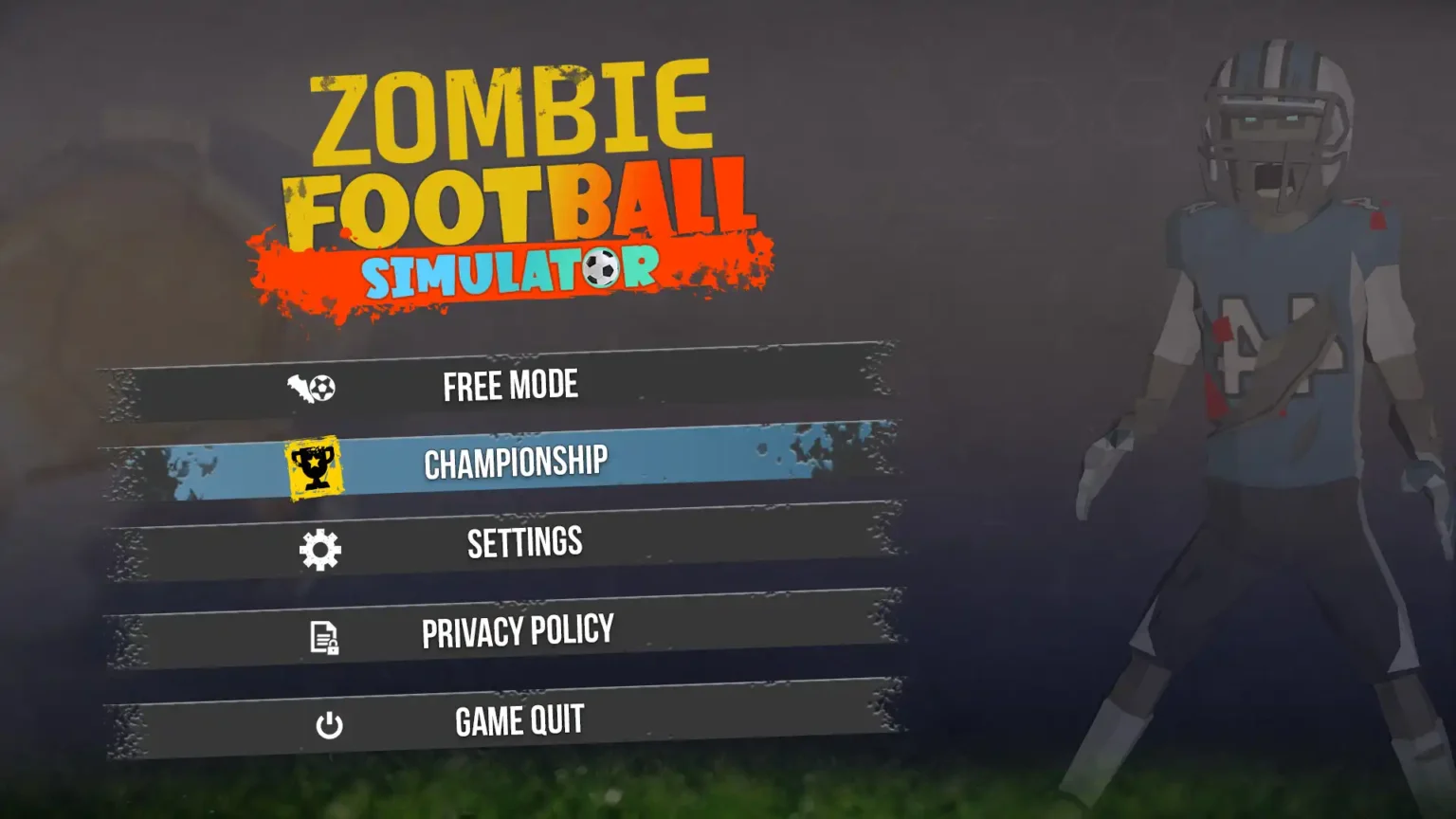 Zombie Football Simulator Game UI-UX