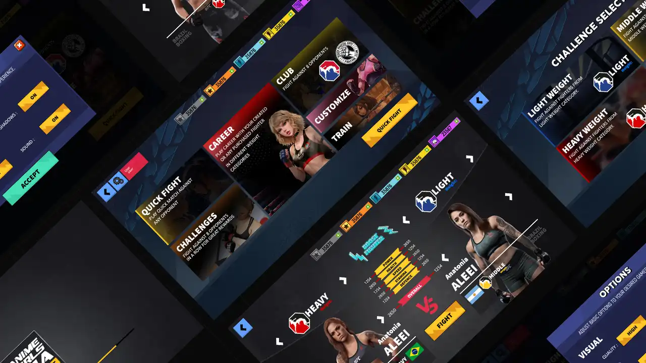 Anime Girl MMA Tournament Game UI-UX