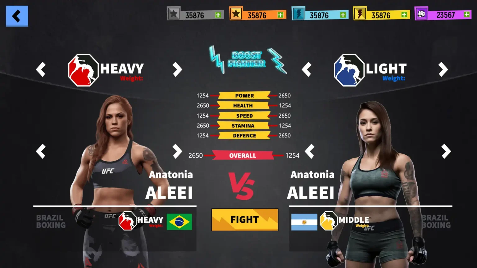Anime Girl MMA Tournament Game UI-UX