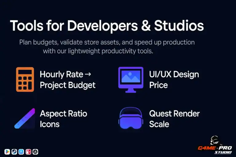 Free Tools For Developer and Studios – Tools & Calculators by GamePro Studio